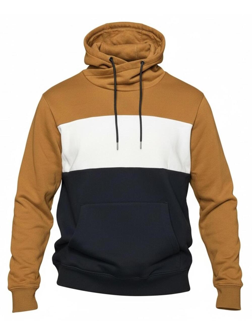 Men's Colorblock Pullover Hoodie with Drawstring